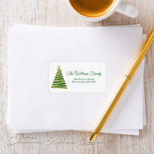 Simple Gold Green Christmas Tree Address Label