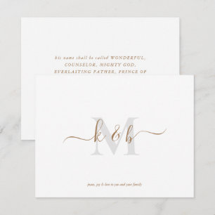 Simple Gold & Grey Monogram Scripture Christmas  Card