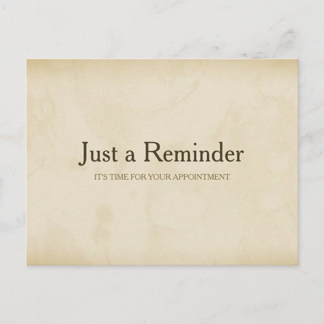 Simple Gold Grunge Modern Appointment Reminder Postcard (Front)