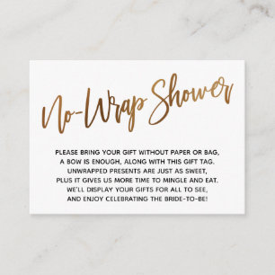 Simple Gold Handwriting No-Wrap Shower Enclosure Card