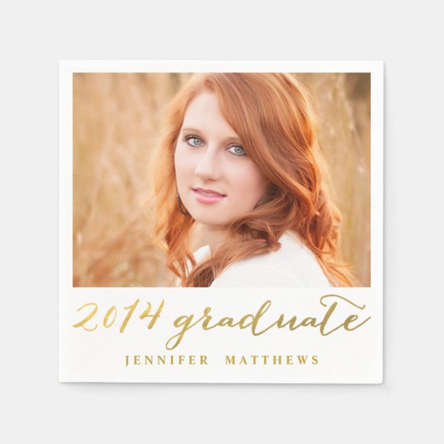 Simple Gold Handwritten | Graduation Paper Napkins (Front)