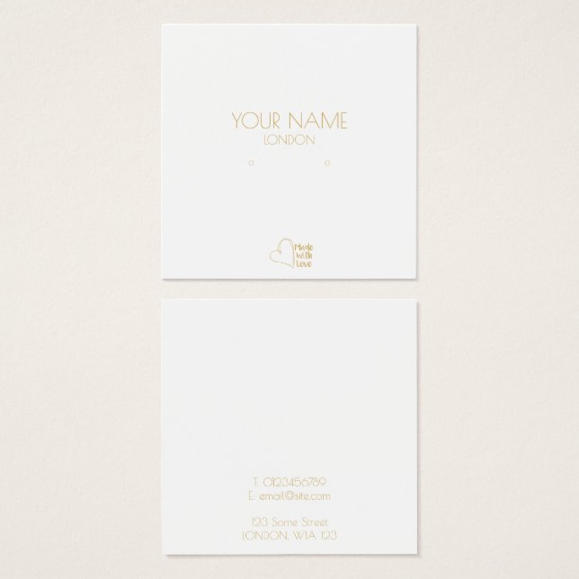 Simple gold heart earring holder (Front & Back)