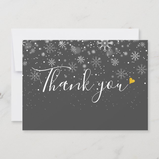 Simple Gold Heart  Script Christmas Holidays  Thank You Card (Front)