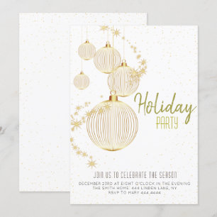 Simple gold holiday christmas party invitation