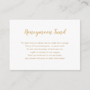 Simple Gold Honeymoon Fund bridal shower Enclosure Card