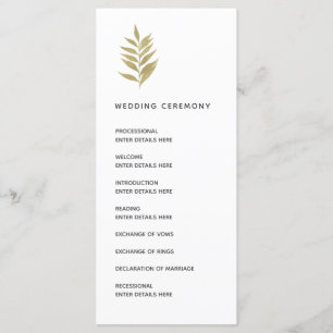 Simple Gold Leaf Botanical Wedding Ceremony Program