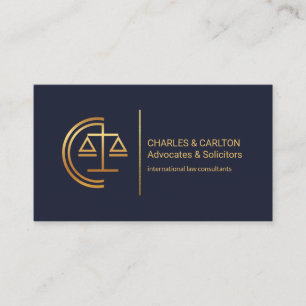 Simple Gold Letter-C Scales Of Justice Lawyer Business Card