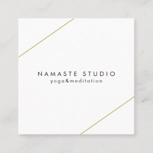 Simple Gold Lines Modern Square Business Card