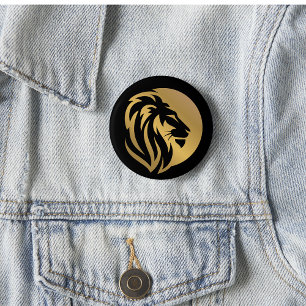 Simple Gold Lion Leo Logo 2 Inch Round Button