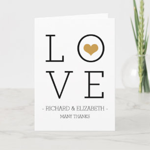 Simple Gold Love Thank You Cards