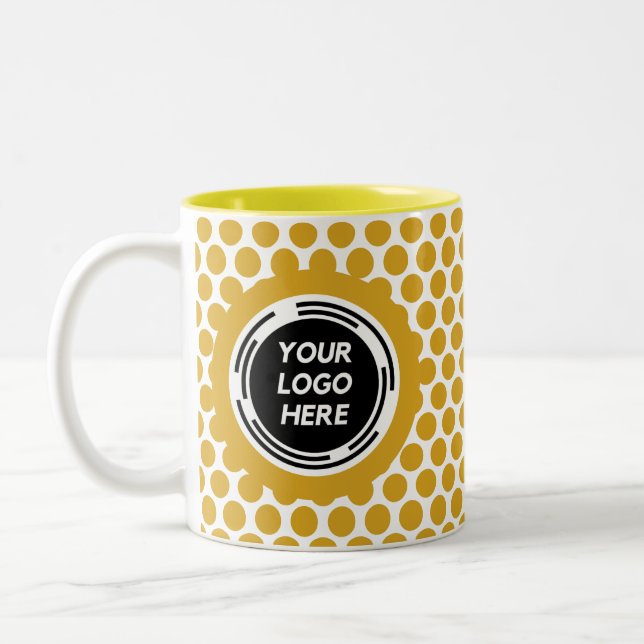 Simple Gold Minimal Business Logo Custom Two-Tone Coffee Mug (Left)