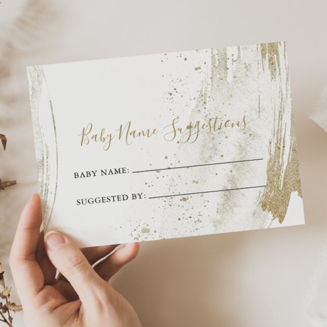 Simple Gold Minimalist Baby Name Suggestions Card (Creator Uploaded)