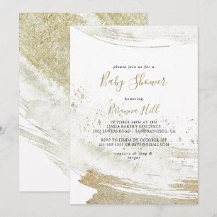 Simple Gold Minimalist Baby Shower Invitation