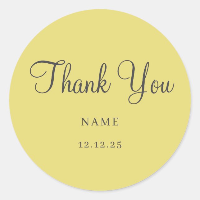 Simple Gold Modern Minimalist Wedding Classic Round Sticker (Front)
