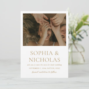 Simple Gold Modern Photo Wedding Save The Date