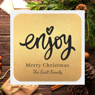 Simple Gold Modern Typography Christmas Baking Square Sticker