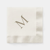 Simple Gold Monogram Cream Coined Cocktail