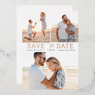 Simple Gold Multiple Photo Save the Date Real