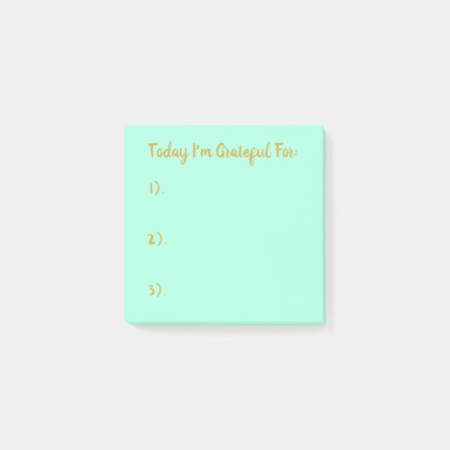 Simple Gold On Light Turquoise Gratitude  Post-it Notes (Front)