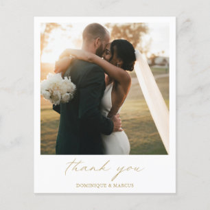 Simple Gold Photo Budget Wedding Thank You Card