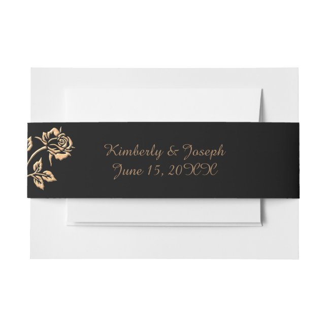 Simple Gold Rose Invitation Belly Band (Front Example)