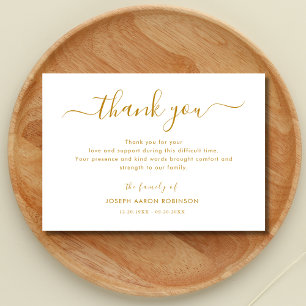 Simple Gold Script Funeral Merci note