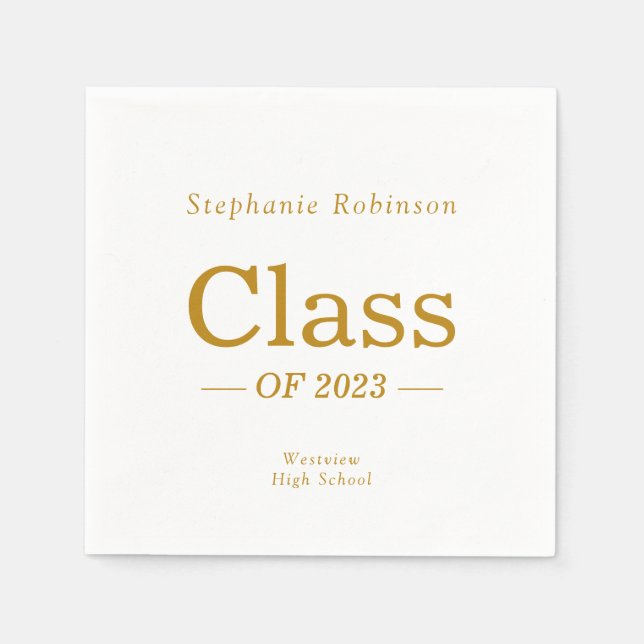 Simple Gold Script Graduation Party Napkin (Front)