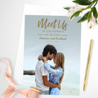 Simple Gold Script Meet Us In Save The Date Photo