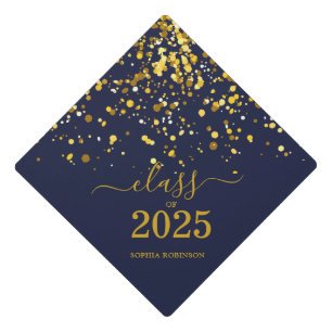 Simple Gold Script Modern  Graduation Cap Topper