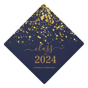 Simple Gold Script Modern  Graduation Cap Topper