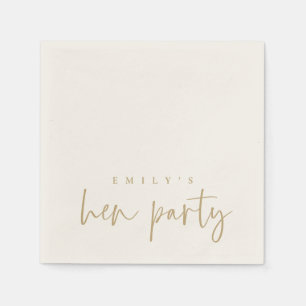 Simple Gold Script Name Hen Party Napkin