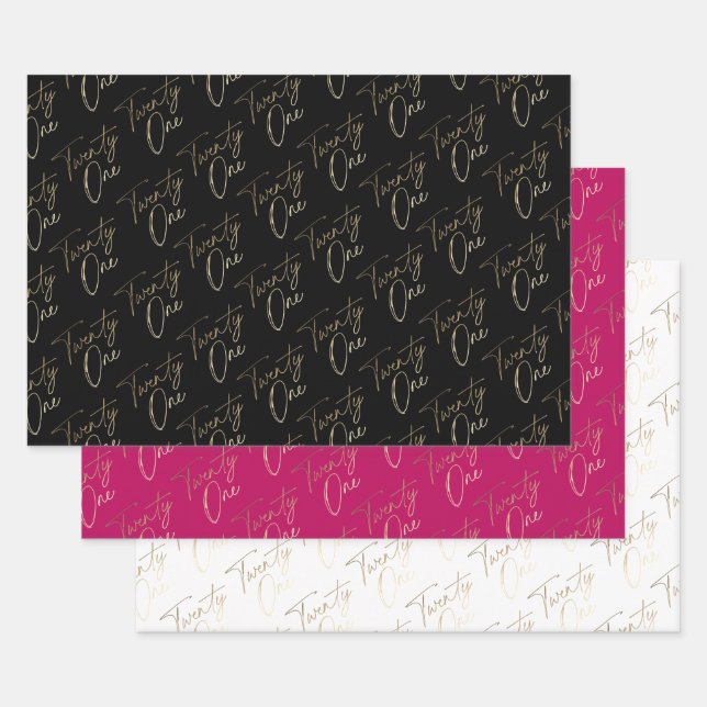 Simple Gold Script Twenty One 21st Birthday Party Wrapping Paper Sheet (Set)