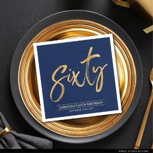Simple Gold Sixty 60th Birthday Party Napkin