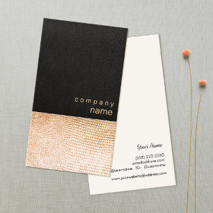 Simple Gold Snake Skin Pattern Black Linen Look Business Card