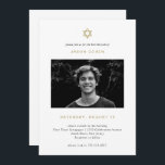 Simple Gold Star of David | Photo Bar Mitzvah Invitation<br><div class="desc">These trendy and stylish Bar Mitzvah invitations feature your personal photo with modern text and a faux gold Star of David.</div>