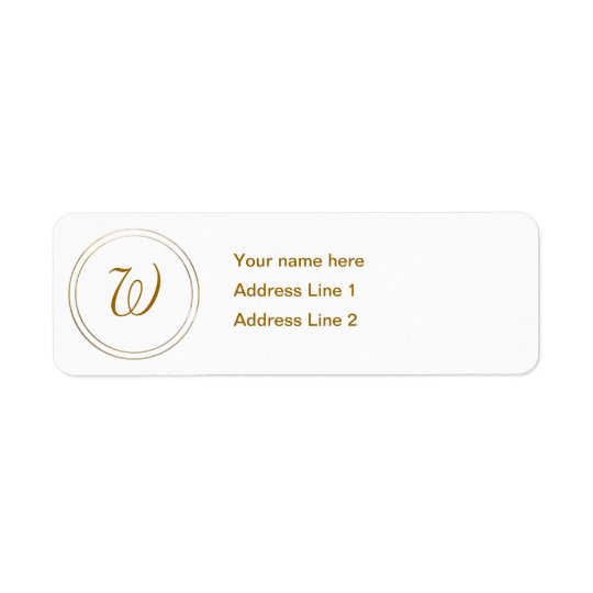 Simple Gold Stripes and Monogram Template Return Address Label