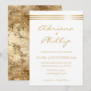 Simple Gold Stripes Wedding Invitation 