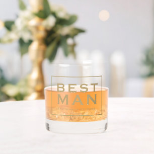 Simple Gold Text Name Date Best Man Gift Whiskey Glass