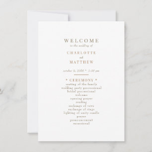 Simple Gold Text Wedding Program