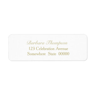 Simple Gold Text White Mariage Adresse de retour