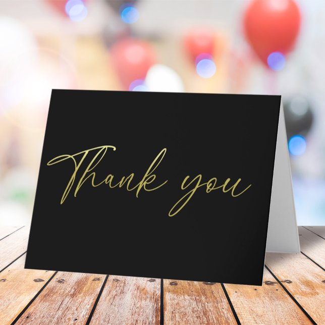 Simple Gold Thank You Calligraphy Script Black  (Creator Uploaded)