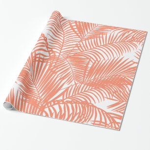 Simple gold tropical coral chic palm tree floral wrapping paper