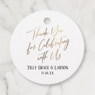 Simple Gold Type Thank You for Celebrating with Us Favour Tags