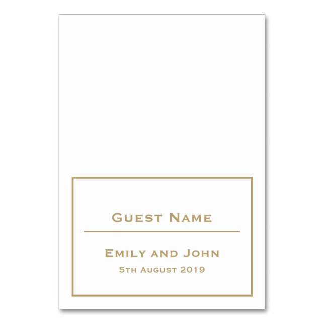Simple Gold Typography and Border/Guest Name Table Number (Front)