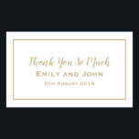 Simple Gold Typography and Frame Wedding Favour Sticker<br><div class="desc">Handy stickers for your wedding favours to match the Minimalist Gold wedding collection. Easily personalise the text and you can change the background and text colours if you wish.</div>