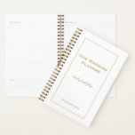 Simple Gold typography and frame Wedding Planner<br><div class="desc">Planning a wedding can be a mammouth task, and this handy planner will keep everything on track for you! To coordinate with the Minimalist Gold wedding stationery range, you can easily personalise the text on the front cover and also change the background and text colours if you so wish.</div>