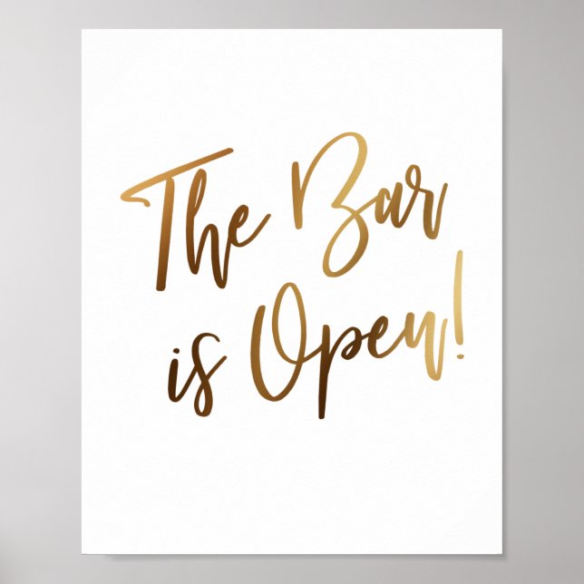 Simple Gold Typography The Bar is Open Sign (Front)