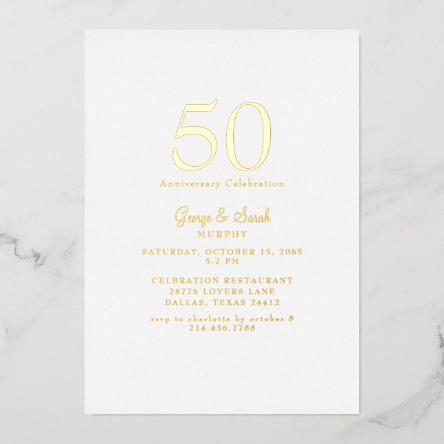 Simple Gold Wedding Anniversary Party (Front)