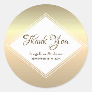 Simple Gold Wedding Thank You Favour Classic Round Sticker