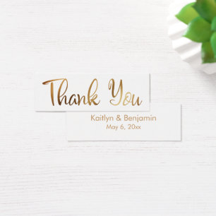 Simple Gold Wedding Thank You Favour Tag Card